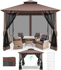 COBIZI Gazebo with Improved Cold-Proof Nettings Winter Gazebos on Clearance Heavy Duty Gazebo Double Roof with Metal Frame Gazebo Tent for Patio, Deck (Frame Thickened)