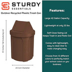 42 Gallon Round 100% Recycled Plastic Indoor or Outdoor Commercial Trash Can with Easy Access Swing Top Lid | Great for Schools and Businesses - Brown Granite
