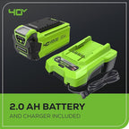 Greenworks 40V Leaf Blower/Sweeper, 150 MPH, Lightweight, Quiet, with 2.0 Ah Battery and Charger, Perfect for Residential Lawn Care, Leaf Blowing Debris, Dust, Light Snow, and More