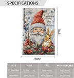 Christmas Gnome Rabbit Garden Flag Vertical Double Sided Outdoor Yard Flags 12.5x18 Inch Burlap Banners Vertical Double Sided for Outdoor Decor Lawn