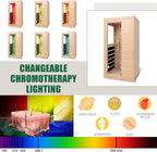 1350W Far Infrared Home Sauna, Energy-Efficient Fast-Heating Indoor Sauna Room with Bluetooth & 7-Color Therapy, Canadian Hemlock Wood, Modular Design - Ideal for Home Gym, Family Relaxation