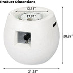 Outdoor Round Propane Fire Pit Table – Premium Terrazzo-Like MgO Finish, Sturdy & Waterproof Gas Fire Table with Glass Wind Guard for Patio, Garden & Backyard, Includes Rain Cover & Glass Beads