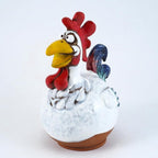 Ceramic Garden Decor - Rooster Lawn stake - Outdoor statue - Perfect, unique gifts for gardeners woman, men, yard gifts - Handmade, Frostproof