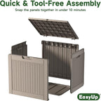 EasyUp 30 Gallon Outdoor Storage Box, Resin Waterproof UV-Resistant Deck Box, Reinforced Stability for Patio, Garden, and Poolside, Rattan Gray
