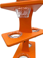 DutchCrafters Plastic Poly Double Platform Hanging Oriole Bird Feeder with Fruit Slice Holders & Nectar Cups, Jelly Bird Feeders for Outside - Amish Made in USA (Triple, Black & Bright Orange)