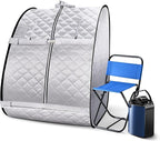 Portable Steam Sauna, Personal Sauna Box for Home, Sauna Tent Saunas for Home Spa, 3L & 800W Steam Generator with Protection, Bag & Chair Included, Steam Sauna with Remote Control -Sliver