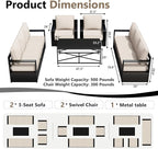 Outdoor Patio Furniture Set, 5-Piece Aluminum Patio Conversation Set All-Weather Metal Outdoor Sectional with 6 Inch Thick Cushions, Deep Setting for Garden, Outside and Porch