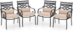 PHI VILLA Patio Dining Chairs Set of 4, Outdoor Chairs with Cushion and Pillow for Garden Lawn and Deck