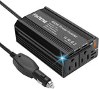 400W Power Inverter, FSATBTNE DC 12V to 110V AC Car Plug Adapter Outlet Converter with [65W PD USB-C] & [18W QC USB-A] Fast Charging Ports and 2 AC Outlets Car Power Inverters for Vehicles Black
