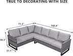 HUMMUH 8 Piece Patio Furniture with Fire Pit,PE Wicker Outdoor Conversation Sets-6-Seater Sofa,Patio Swivel Chairs Outdoor Chairs, Propane Fire Pit,Side Table for Porch,Garden,Backyard