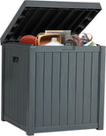 51 Gallon Resin Deck Box, Outdoor Storage Box Waterproof for Patio, Garden, Pool, and Deck, Storage Solution for Cushions, Tools, Delivery Packages, Grey