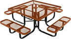 COATEDOUTDOORFURNITURE Heavy-Duty Portable Outdoor Kids Table with Umbrella Hole, Expanded Metal Kids Picnic Table, Commercial-Grade, Made in America (46 in, Square, Childrens, Textured Copper)