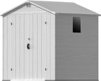 Devoko 6x6 FT Plastic Outdoor Storage Shed - Lockable Resin Tool Shed with Window & Floor - Easy Assembly for Garden, Backyard, Light Gray