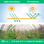 Polycarbonate Greenhouse Panels U Connector - 20 Pieces, 2ft Length, Prevent Dust, Rain & Moisture from Getting into Twin-Wall Panels, Fit 6mm or 4mm (0.2 in) Panels (U Connectors 6mm-2ft)