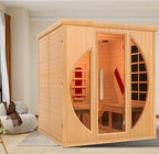 ZONEMEL Infrared 2 Person Wooden Sauna Room with Recliner, Canadian Hemlock Luxury Indoor Sauna with 10 Heaters, Oxygen Bar, 3400 Watt,Full Spectrum Infrared Therapy Wood Dry Heat Sauna, 220V