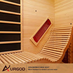 Corner Sauna 1 Person, Infrared Wooden Sauna, Luxurious Canadian Hemlock Home Saunas, 2300 W 8 Heating Element, Low EMF Full Size Indoor Spa(Left Recliner)