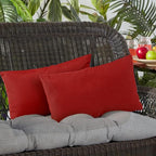 idee-home Outdoor Pillows with Inserts Included, Patio Outside Lumbar Pillows Waterproof Set of 2, 12 x 20 inch Red