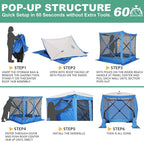 COBIZI 6x6 Pop up Gazebo Tent on Clearance, Ez up Waterproof Screen Tent Screen House with 3 sidewalls,Portable Outdoor Canopy with Carry Bag & Ground Stakes for Camping,Garden and Picnics, Blue