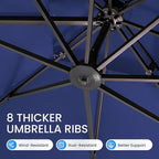 10x10 FT Cantilever Patio Umbrella Double Top Outdoor Square Large Heavy Duty Aluminum Offset Umbrellas with 7 Level Tilt 360-degree Rotation for Pool Garden Deck, Deep Navy