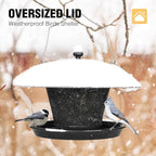 Veehoo Bird Feeders for Outdoors Hanging-Cardinal Bird Feeder with Weatherproof Dome, Wild Meta Finch Feeder for Outside 2.5 lbs Sunflower Seed Capacity, Black