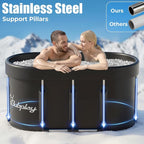130 Gallons Large Oval Ice Bath Tub for Athletes & Adults, Cold Plunge Tub with Cover, Ice Plunge Tub for Recovery & Cold Water Therapy, Inflatable Ice Bath Barrel for Indoor Outdoor- Black