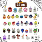 Suartus Halloween Mini Resin Figures 39 Styles Tiny Resin Figurines Kit to Hide Cute Pumpkin Ghost Skull Luminous Miniature Figures Bulk for Halloween Party Favors Outdoor Garden Landscape Decor