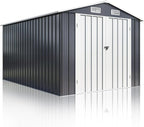 8x12 FT Outdoor Storage Shed, Metal Garden Tool Shed with Updated Frame Structure and Lockable Doors, Ideal for Backyard Garden Patio Lawn, Grey