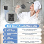 Kooby 6KW Luxury Self-draining Steam Generator Shower Sauna Bath Home Steam Bath Spa Generator with Waterproof Control and Auto Drain 95-131℉ for Max Space Heating 6 m³ (215 ft3)