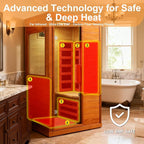 Far Infrared Sauna 1120W 110V, Low EMF Infrared Sauna with Red Light Therapy, Carbon Fiber Infrared Saunas 1 Person W/Bluetooth Speakers/Control Panel for Basement/Home Gym/Bathroom