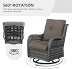 Patio Furniture 4 Piece, All-Weather PE Wicker Outdoor Furniture Set with Coffee Table,Outdoor Patio Furniture with Swivel Rocker Chairs and Outdoor Sofa, Grey/Beige