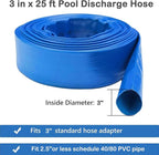 Eastrans 3 inch x 25 FT Pool Backwash Hose,5 inch Width When Pool Hose Lay-Flat, Heavy Duty Discharge Hose, Weather and Burst Resistant, Best Pool Hoses for Inground Pools,Pool Drain Hose