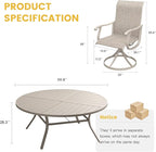 VICLLAX 9 Pieces Patio Dining Set for 8 Includes 60" Outdoor Round Table and 8 Patio Swivel Chairs for Lawn Garden, Sandshell Color Tabletop and Fabric