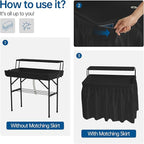 Outdoor Ice Cooler Folding Table, Portable Cooler Table with Removable Matching Skirt, Folding Ice Chest Table with Place Holder Black