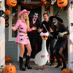 Outus Halloween Sexy Cowgirl Goose Outfits Funny Pink Cowboy Porch Goose Outfit 23 Inch Cowgirl Lawn Geese Cloth for Halloween Valentines Bachelorette Party Yard Garden Outdoor Decor