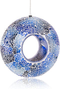 VCUTEKA Bird Feeder Mosaic Fly Through Bird Feeders for Outside Hanging with Round Shape Glass Container to Attract More Wild Birds for Garden, Yard, Backyard, Deck and Porch Decor, 8-Inch