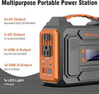 300W Portable Power Station with Foldable Solar Panel 60W, Portable Solar Power Generator with Panels, Camping 65W 110V Power Bank with AC Outlet for Laptop Smart Device RV Outdoor Power Outage
