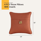 Outdoor Decorative Pillows with Coconut Button Pack of 4, 18" x 18" Outdoor Pillow Set for Couch Bed Throw Patio Sofa, Coral Red