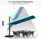 PURPLE LEAF 10' X 13' Rectangle Patio Umbrella Large Outdoor Aluminum Offset Umbrella with 360-degree Rotation Cantilever Umbrella for Garden Deck Backyard Pool, Turquiose Blue