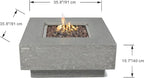 Elementi | Bundle Manhattan Gas Fire Pit Cast Concrete 36" Square Fire Table, Outdoor Fire Pit Electronic Ignition | Canvas Cover, Lava Rock Included | Light Gray (Natural Gas)