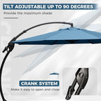 Grand patio 12 FT Sunbrella Outdoor Cantilever Umbrella with Base Patio Large Aluminum Offset Umbrella for Deck Yard (Sapphire Blue-SUNBRELLA, 12 FT)