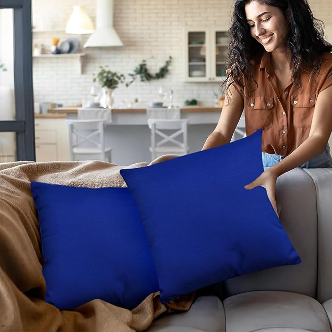 Covers & All Premium Square Throw Pillow Inserts with Covers Set of 4, 28 x 28 Inches Blue, Decorative Cushions for Couch Sofa Home Decor Office Travel UV Resistant Waterproof Soft Cushions Pillows