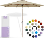 Midtown Umbrellas Wooden 2-9 Feet Outdoor Patio Umbrella, Terylast Chestnut Beige Fabric, Aluminum Frame For Backyard Umbrella, Deck Umbrella, Garden Umbrella & Pool Umbrella - Wooden Pole