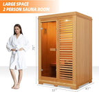 Indoor Traditional Steam Sauna 2 Person, Canadian Hemlock Saunas, 4.5KW Harvia Heater, 220V,Fence Design, Better Sealing, Left Door(0-195℉) (with Door Fence)