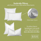 RSH DECOR: Sunbrella Square Throw Pillows Set of 2 | 17" x 17" | Water and Fade-Resistant Performance Fabric | Outdoor Pillow Covers with Down-Alternative Inserts | Canvas True Blue
