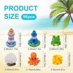 56pcs Mini Ocean Resin Animals Tiny Sea Animals Figurines Marine Miniature Plastic Animals Aquarium Ornaments Decorations for DIY Fish Tank Potted Micro Fairy Garden Dollhouse