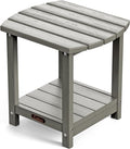 Ciokea Adirondack Outdoor Side Table, 2-Tier Sturdy Patio End Table Weather Resistant, Morden Side Table for Patio, Pool, Porch, Grey