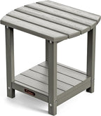Ciokea Adirondack Outdoor Side Table, 2-Tier Sturdy Patio End Table Weather Resistant, Morden Side Table for Patio, Pool, Porch, Grey