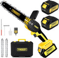 Mini Chainsaw Cordless 6 Inch 3000mAh Battery Powered Electric Brushless Handheld Chain Saws, Up To 100minX2 21V, Saw Pruning Shears Chainsaw for Tree Branches,Courtyard,Household and Garden