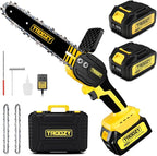Mini Chainsaw Cordless 6 Inch 3000mAh Battery Powered Electric Brushless Handheld Chain Saws, Up To 100minX2 21V, Saw Pruning Shears Chainsaw for Tree Branches,Courtyard,Household and Garden