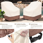 Outdoor Swivel Chair Cover 2 Pack,Outdoor Furniture Patio Chair Covers Waterproof Clearance,(35"W x 37"D x 38.5"H) Outdoor Lawn Patio Furniture Covers,Beige & Brown
